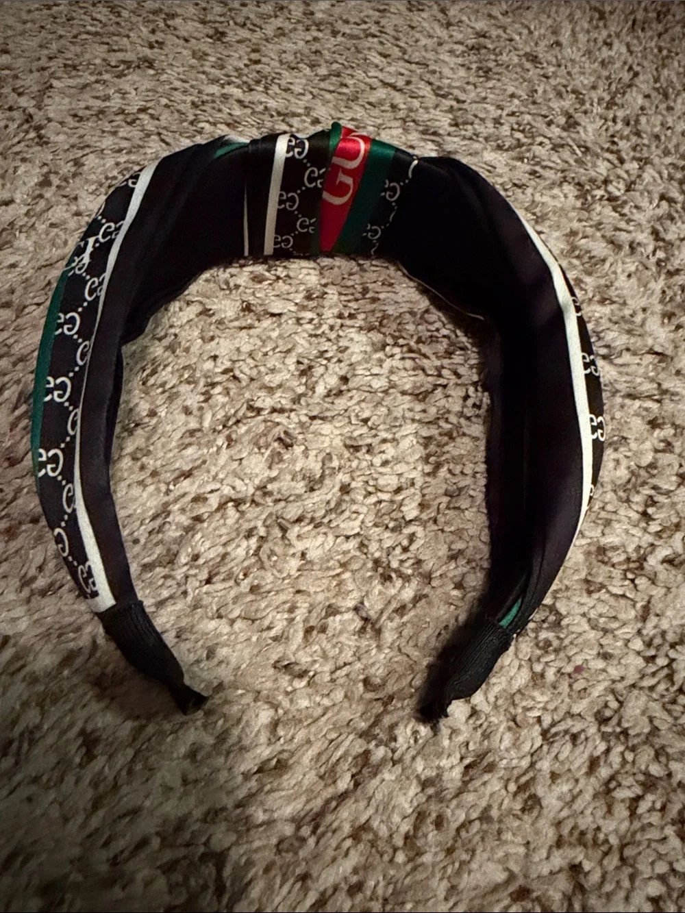 Gucci Black Headband with Red & Green Stripe